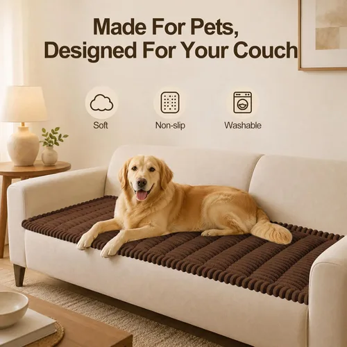 Vista 12 de decorUhome Funda de sofá para perros, funda antideslizante y mullida para sofá, para asiento, respaldo y reposabrazos, protector de sofá suave