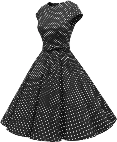 Vista 85 de Dressystar - Vestidos clásicos de fiesta con mangas casquillo, estilo Rockabilly y retro de la década de 1950