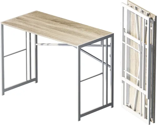 Vista 47 de Lutown-Teen Escritorio pequeño plegable de 32 pulgadas, escritorio pequeño de oficina sin necesidad de montaje, escritorio para computadora de Beige