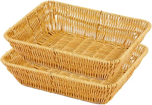 Vista 5 de Cestas de frutas Cesta de pan de mimbre, alimentos de mesa tejidos para servir frutas, verduras, cesta de servicio de restaurante