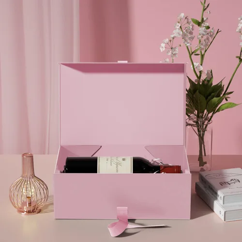 Vista 6 de GIFTHOPE Cajas de regalo rosas de alta calidad para regalos, caja de propuesta plegable para padrinos de boda con tapas, 10.2 x 7.5 x 2.95 pulgadas