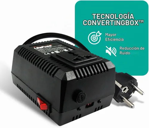 Vista 3 de LiteFuze, convertor de voltaje alto/bajo para viaje. cable EU