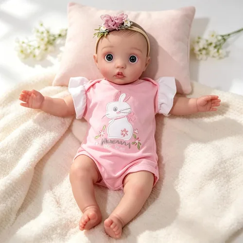 Vista 3 de iCradle Preciosa muñeca de bebé Reborn de 20 pulgadas, 19.7 in, de silicona suave, con ojos cerrados, muñeca recién nacida, regalo para mayores de 3