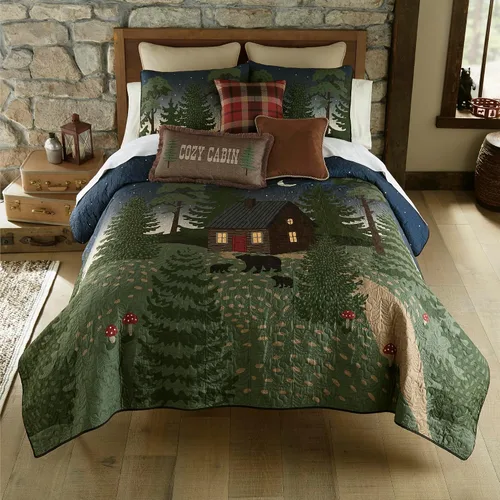 Vista 5 de Donna Sharp Bear Cottage - Juego de edredón tamaño Queen, 90 x 90