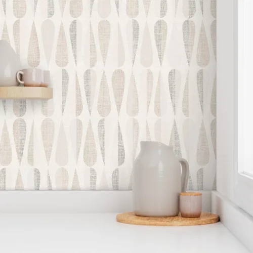 Vista 8 de Spoonflower Papel pintado Neutral Mod Mid Peel and Stick Rollo 24" x 144" Atomic Era 1950S Vintage Beige Gris Autoadhesivo, extraíble y apto