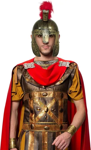 Vista 7 de Casco medieval de caballero romano, casco de gladiador espartano griego de plástico, accesorios de disfraz medieval, sombrero de Halloween, Oro