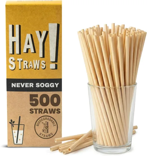 Vista 15 de HAY! Straws Pajitas regulares de 7.75 pulgadas 3000 unidades 100% biodegradables y compostables Duraderas, no se empañan, sin gluten
