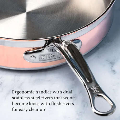Vista 19 de Hestan - Colección CopperBond - Cacerola de cobre 100% puro, compatible con cocina de inducción, 1.5 cuartos
