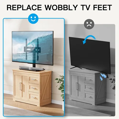 Vista 7 de PERLESMITH - Soporte universal giratorio para TV - Soporte de mesa para TV de 32 a 65 pulgadas - Base de TV de altura ajustable con base de vidrio