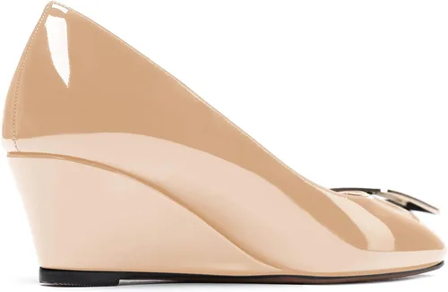Vista 5 de WAYDERNS Zapatos de vestir de noche de tacón bajo con hebilla de metal dorado y puntera cuadrada para mujer, zapatos de vestir de noche de 2 pulgadas