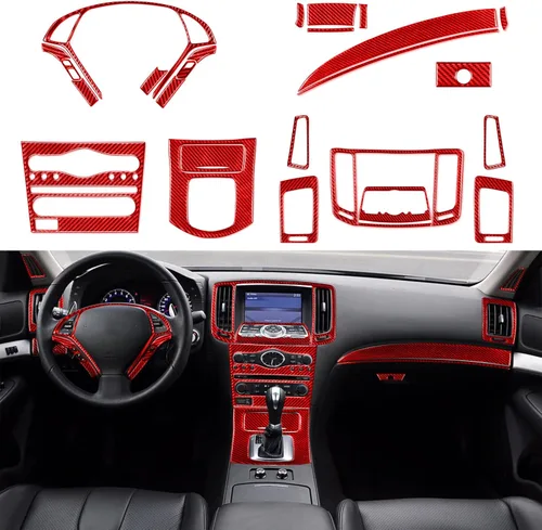 Vista 9 de NVCNX Real Premium Kit de Moldura de Consola Interior de Fibra de Carbono Cubierta de Panel de Engranajes Panel AC CD Tablero de Coche Compatible