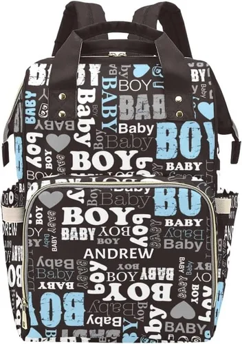 Vista 17 de Mochila de pañales personalizada, regalo con nombre, letras para bebé, color gris, rosa, bolsa de viaje versátil: gran capacidad y múltiples