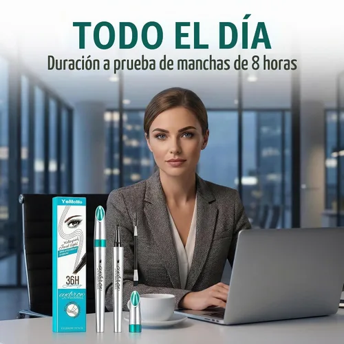 Vista 3 de Lápiz de cejas impermeable, 36H de larga duración, maquillaje líquido profesional para cejas, 5 colores disponibles, diseño de punta en ángulo