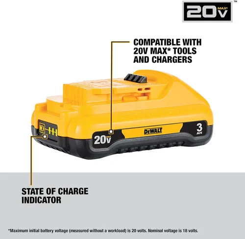 Vista 3 de DEWALT Paquete de batería de 20V MAX con cargador, 3 Ah, tiempo de funcionamiento extra largo (DCB230C)