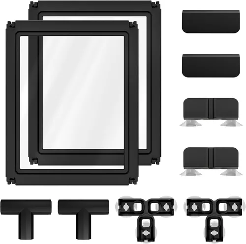 Vista 45 de FXW AuraSpace - Cerca acrílica para perros pequeños, para interiores, 24 pulgadas, 2 paneles, incluye 1 puerta y 1 panel, color negro