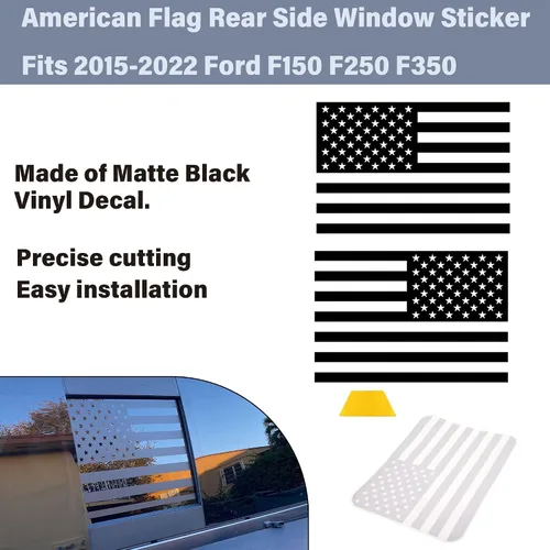 Vista 4 de CONGCONG Adhesivo de vinilo para ventana trasera central de Ford F150, bandera estadounidense, compatible con Ford F150 F250 F350 2015-2022