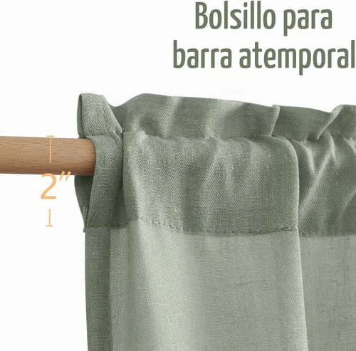 Vista 6 de jinchan Cortinas texturizadas de lino de 24 pulgadas para ventanas de cocina, cortinas de café de granja, cortinas pequeñas, cortinas rústicas que