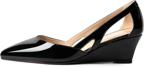 Vista 2 de Zapatos de tacón bajo con cuña y puntera puntiaguda para mujer, de 2 pulgadas