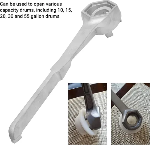 Vista 7 de Llave de tambor y llave de aluminio, ajuste universal para abrir tambores de 10, 15, 20, 30, 55 galones, ligera y resistente, ideal