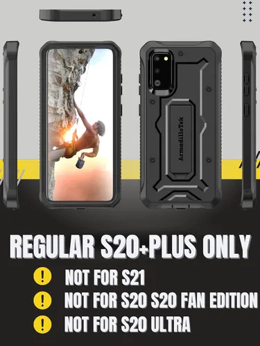Vista 3 de ArmadilloTek Vanguard - Funda diseñada para Samsung Galaxy S20+Plus (versión 2020) de grado militar, cuerpo completo, resistente, con soporte