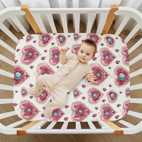 Vista 7 de Fitted Crib Sheets Hearts Diamond Mini Crib Sheets for Boy & Girl Toddler Mattress Sheets Playard Sheet 21216379