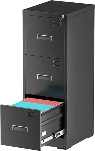 Vista 20 de INTERGREAT - Archivador de 3 cajones, gabinetes de archivo de metal con cerradura, gabinete móvil de oficina con ruedas para tamaño legal/carta