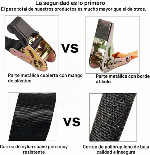 Vista 3 de Correas de amarre de trinquete sin fin, amarre de carga resistente, correa negra de nailon resistente de 4 pies, correas de seguridad de trinquete