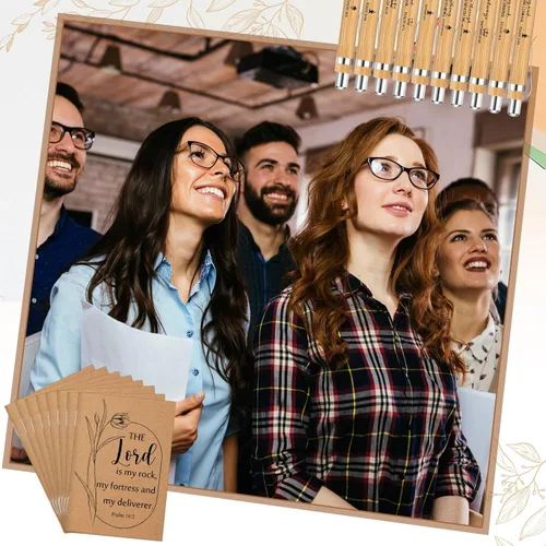 Vista 5 de Kisston 50 unidades de regalo cristiano para el Día del Padre, incluye cuadernos de versículos de la Biblia, bolígrafos inspiradores de bambú