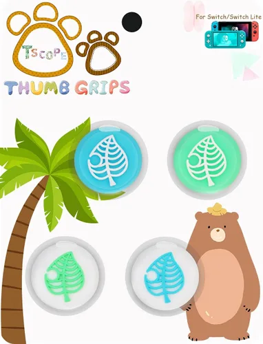 Vista 7 de Tscope Lindas tapas de agarre para el pulgar para Nintendo SwitchSwitch Lite Controller para Animal Crossing Consolo Joystick Analog Soft Silicone