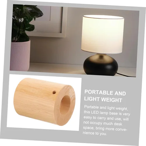 Vista 7 de DOITOOL Lámpara de mesa de madera Base Base Cilindro Diseño Moderno Lámpara Soporte Luz de noche para escritorio