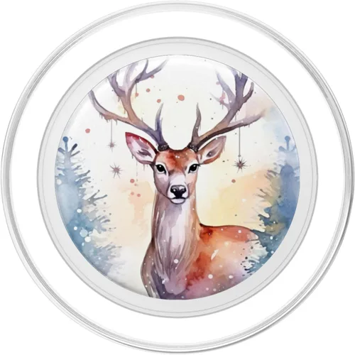 Vista 2 de Reno de acuarela - Fondo mágico de invierno - PopSockets de Navidad MagSafe PopGrip para iPhone