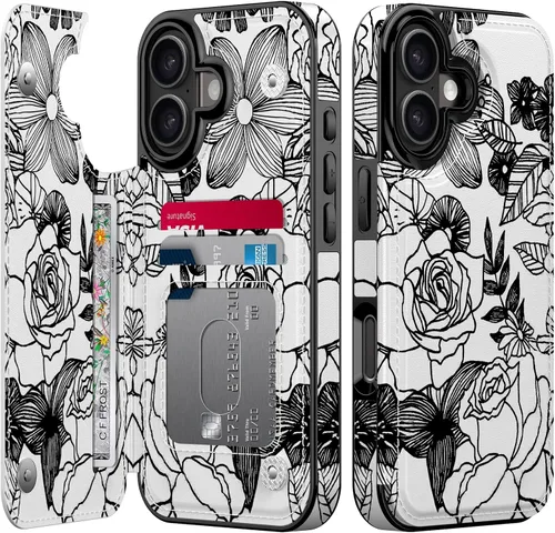 Vista 66 de FUNMIKO Funda tipo cartera para iPhone 15 con tarjetero + clip para efectivo, bloqueo RFID, protección contra caídas de grado militar y obras