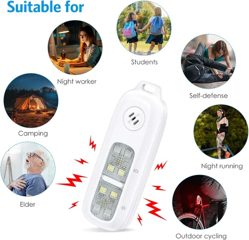 Vista 7 de AMIR Alarma de seguridad personal para mujer, linterna recargable con clip, alarma personal de sonido seguro de 130 dB con luces estroboscópicas