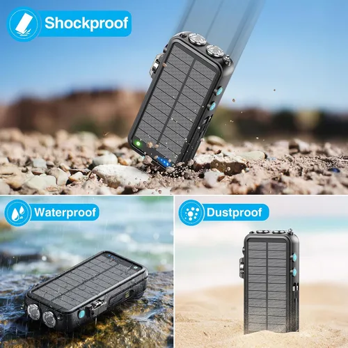 Vista 8 de Radio de emergencia y banco de energía solar de 22000 mAh, radio meteorológica FM NOAA, radio portátil con manivela Bluetooth, cargador de teléfono
