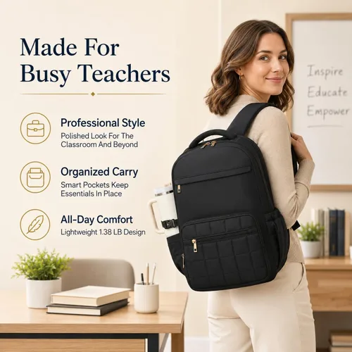 Vista 7 de Mochila para mujer de 15.6 pulgadas, mochila escolar universitaria para niña, Portátil