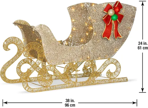 Vista 3 de National Tree Company Trineo esplendor de cristal preiluminado de 38 pulgadas