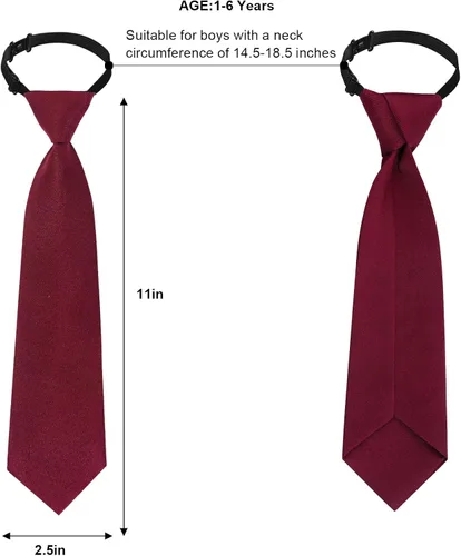Vista 2 de Sucrain 1 corbata de niño preatada ajustable para boda, graduación, uniforme escolar