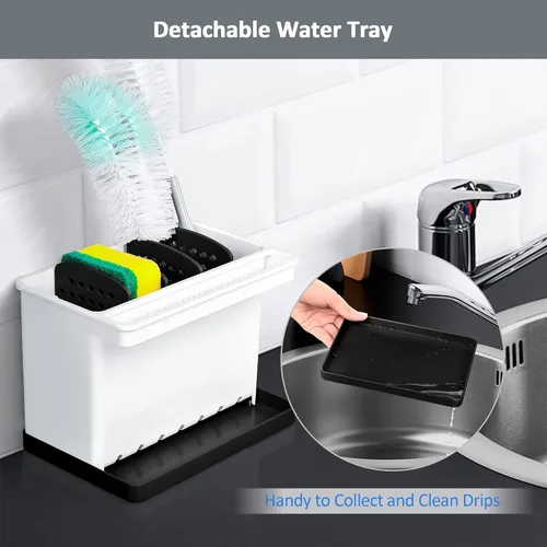Vista 3 de JOMOLA Organizador de fregadero de cocina, soporte para esponjas y cepillos de dientes para baños, soporte para utensilios de cocina, organizador