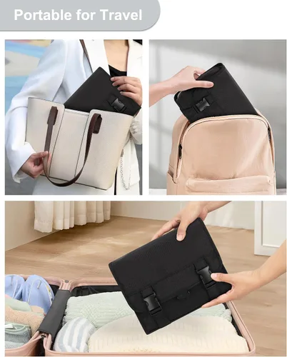 Vista 5 de Pequeña bolsa de aseo colgante para hombres y mujeres, organizador colgante portátil para kit de ducha de tamaño de viaje, accesorios de maquillaje
