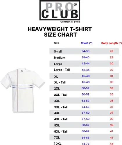 Vista 6 de Pro Club - Camiseta de manga corta para hombre, algodón pesado, cuello redondo