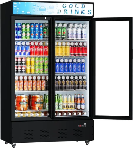 Vista 7 de Refrigeradores comerciales de bebidas Refrigerador de puerta de cristal Puerta de visualización vertical con estantes ajustables