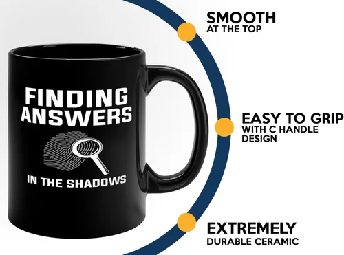 Vista 5 de Taza de café detective de 11 oz, color negro Encontrar respuestas en - Oficial de policía Patrulla Policía Detective Sheriff Police Enforcement