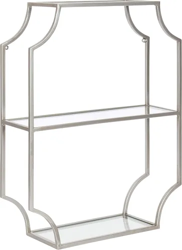 Vista 11 de Kate and Laurel Ciel Glam - Estante de pared rectangular geométrico; 18 x 24 pulgadas; negro; estantes decorativos para uso como estante
