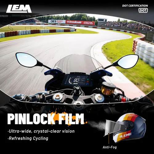 Vista 5 de LEM Cascos de motocicleta de cara completa, cascos para hombres, con certificado DOT, PINLOCK y DVS de doble visión, casco de motocicleta de calle