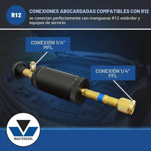 Vista 6 de Mastercool 90375 Inyector de Aceite y Tinte – Recipiente de Servicio Pesado de 2 oz – Compatible con Sistemas de A/C de Abocinado de 1/4" – Control