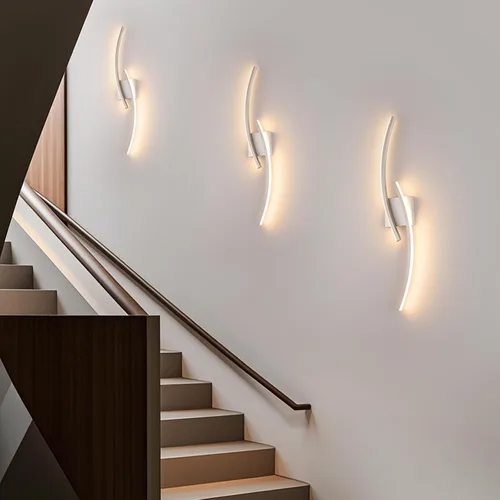 Vista 8 de Lámpara de pared moderna cableada de 3000 ~ 6000 K, lámpara de pared LED plateada de 31.5 pulgadas, luces de pared de níquel cepillado