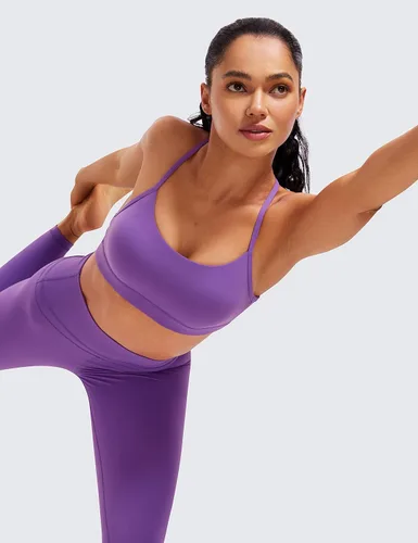 Vista 3 de CRZ YOGA Butterluxe - Brasier deportivo con espalda en Y para mujer, acolchado de espalda cruzada, de bajo impacto, tirantes delgados