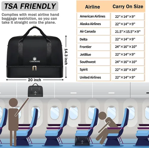 Vista 8 de Bolsas de viaje para mujer, bolsas de fin de semana, bolsa de lona para mujer, A-Negro, Simple y a la moda, Beis