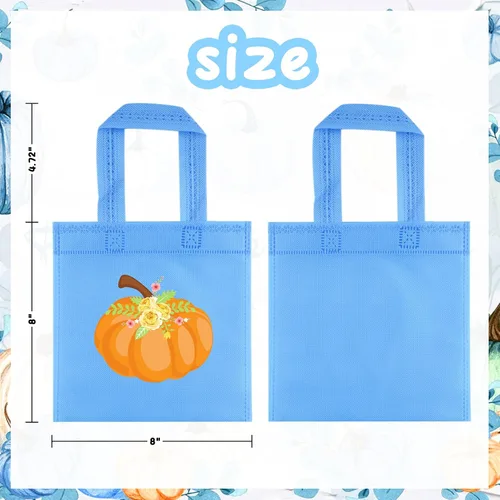 Vista 4 de FHzytg 20 bolsas de regalo de calabaza azul para fiesta, bolsas de dulces para fiesta de otoño, bolsas de regalo de calabaza de Halloween, bolsas