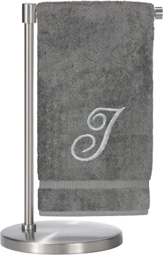Vista 149 de Script R - Toalla de baño con monograma, regalo personalizado, 27 x 54 pulgadas, juego de 1 toalla bordada con texto dorado, 100% algodón turco Navy